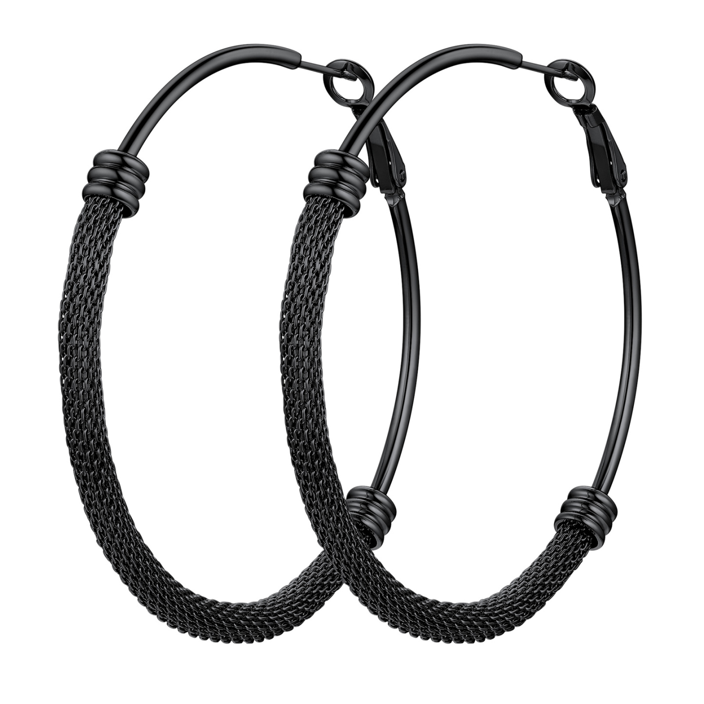 Stainless Steel Trendy Hoop Earrings For Women black middle