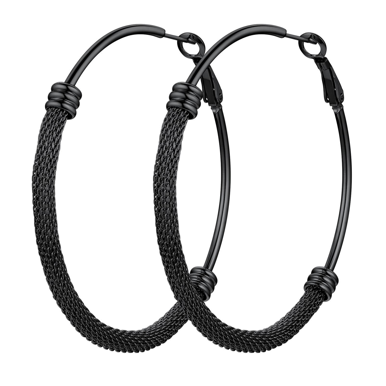 Stainless Steel Trendy Hoop Earrings For Women black middle