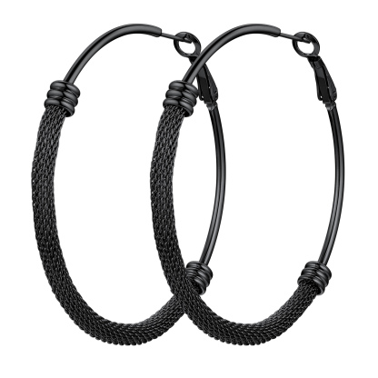 Stainless Steel Trendy Hoop Earrings For Women black middle
