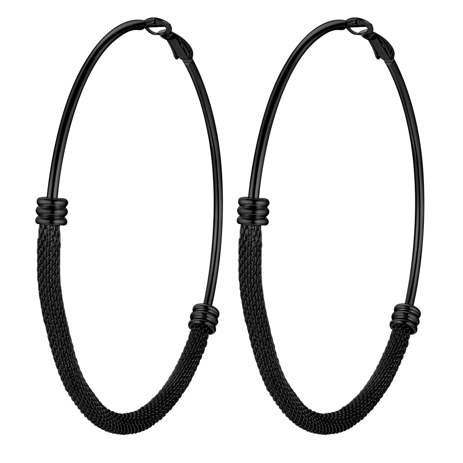 Stainless Steel Trendy Dop Hoop Earrings For Women black large