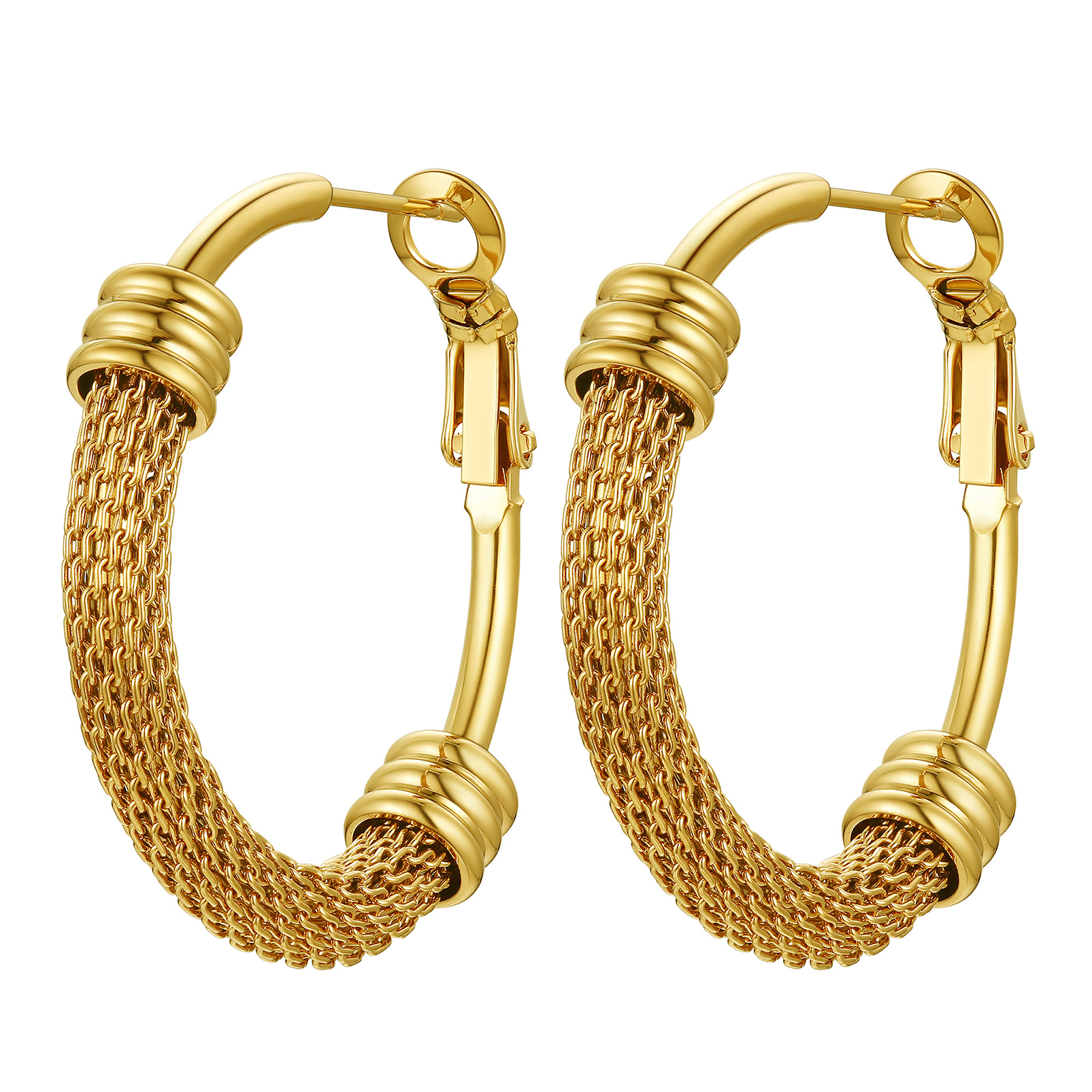 Stainless Steel Trendy Dop Hoop Earrings For Women gold