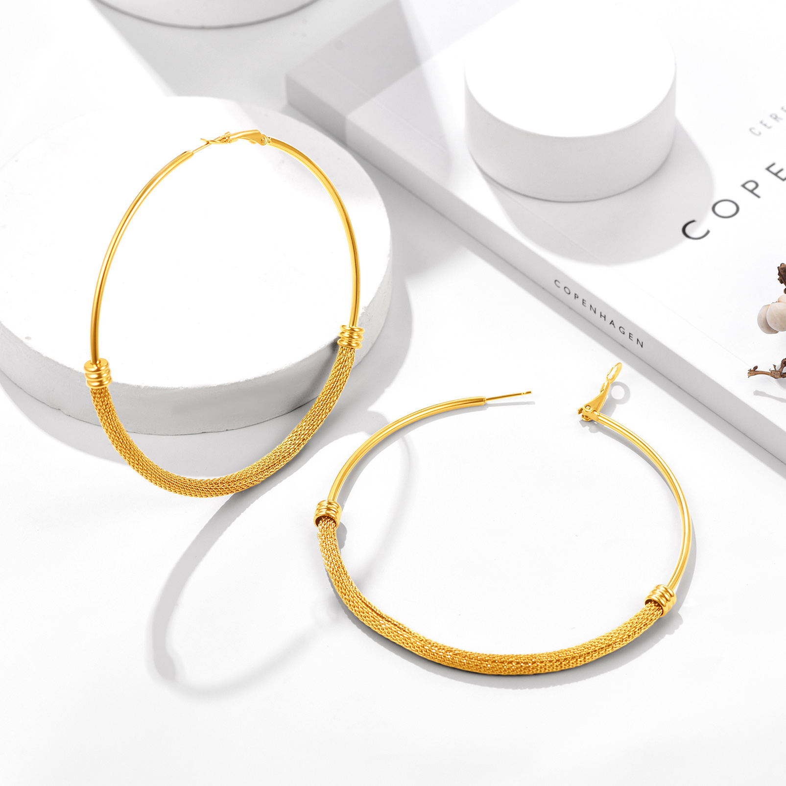 Stainless Steel Trendy Dop Hoop Earrings 