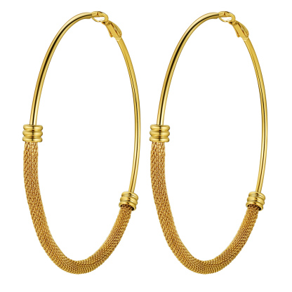 Stainless Steel Trendy Dop Hoop Earrings For Women large gold