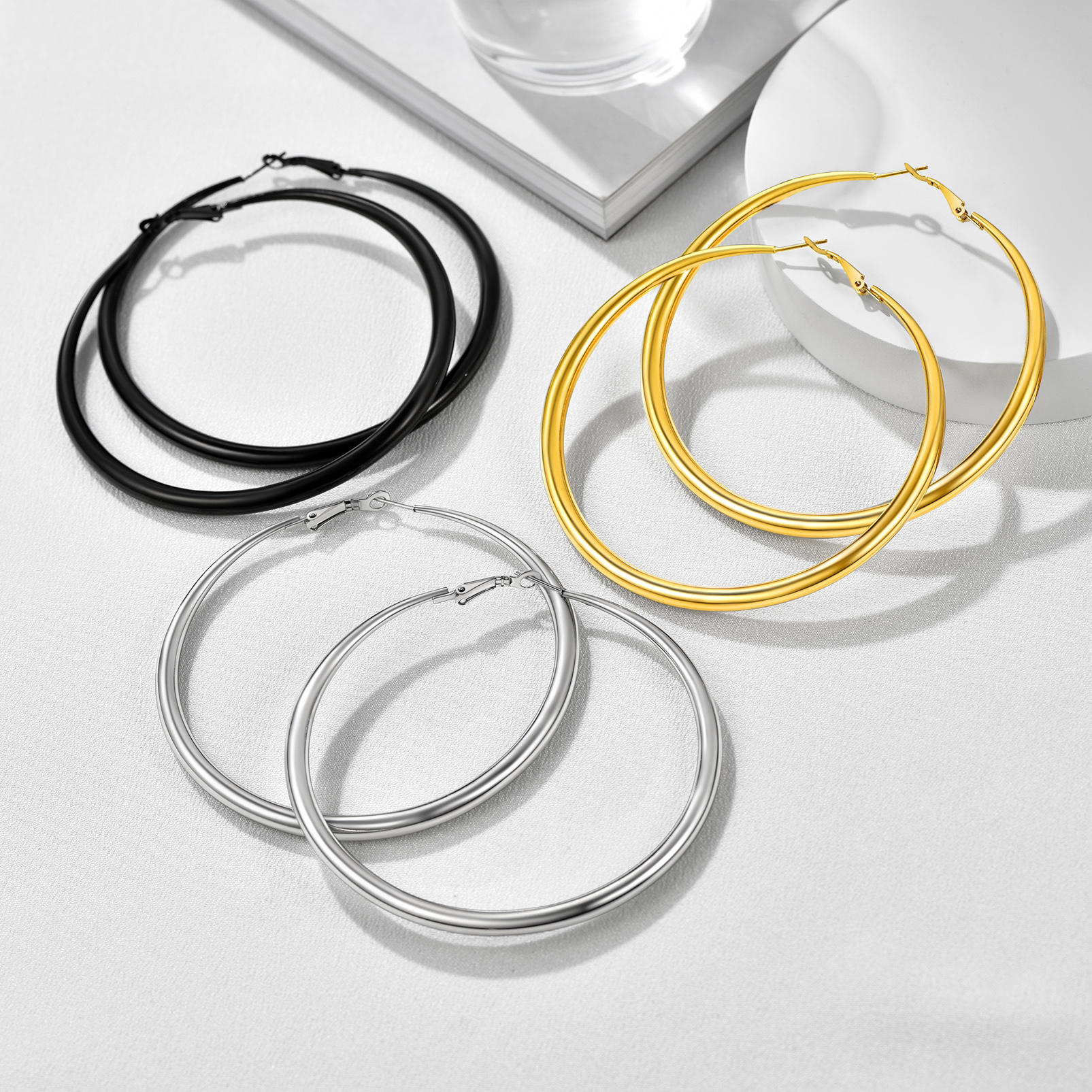Stainless Steel Hoop Earrings Hypoallergenic Fashion Jewelry For Women color