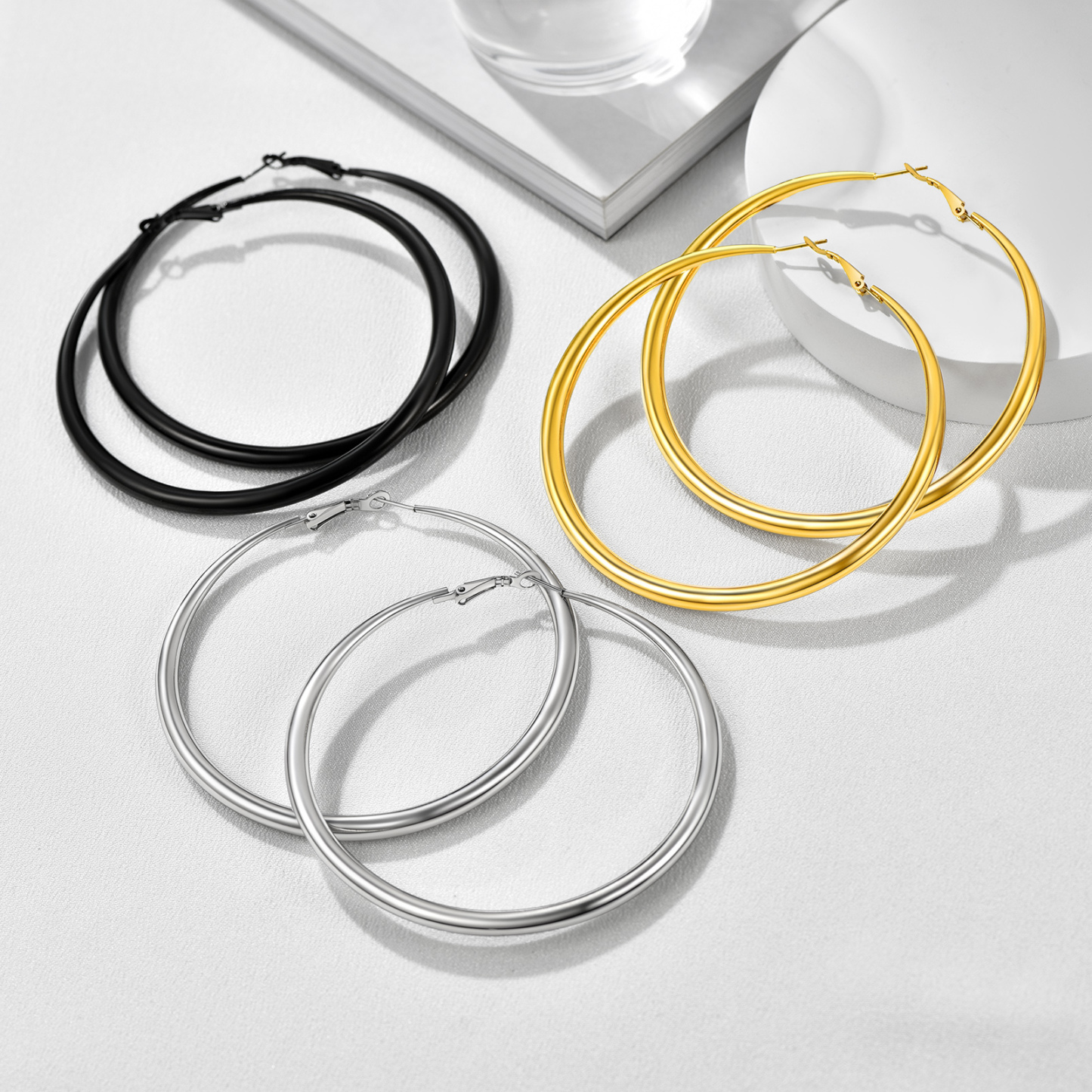 Stainless Steel Hoop Earrings Hypoallergenic Fashion Jewelry For Women color