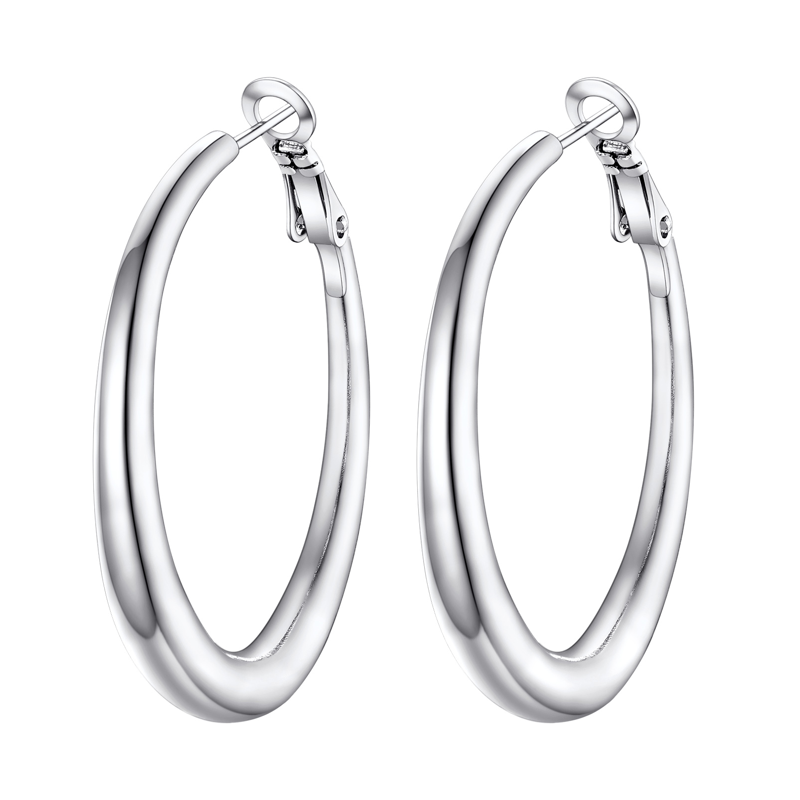 Stainless Steel Hoop Earrings Hypoallergenic Fashion Jewelry For Women 40mm silver