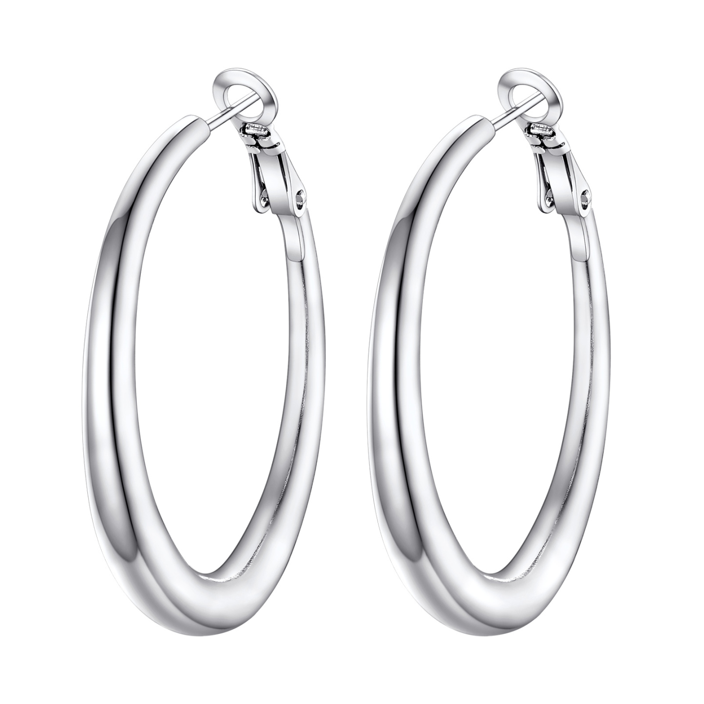 Stainless Steel Hoop Earrings Hypoallergenic Fashion Jewelry For Women 40mm silver