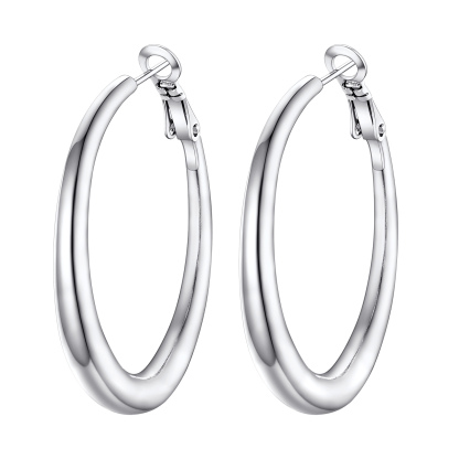 Stainless Steel Hoop Earrings Hypoallergenic Fashion Jewelry For Women 40mm silver