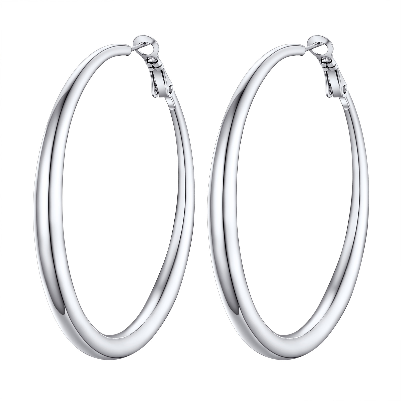 Stainless Steel Hoop Earrings Hypoallergenic Fashion Jewelry For Women 60mm silver