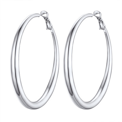 Stainless Steel Hoop Earrings Hypoallergenic Fashion Jewelry For Women 60mm silver