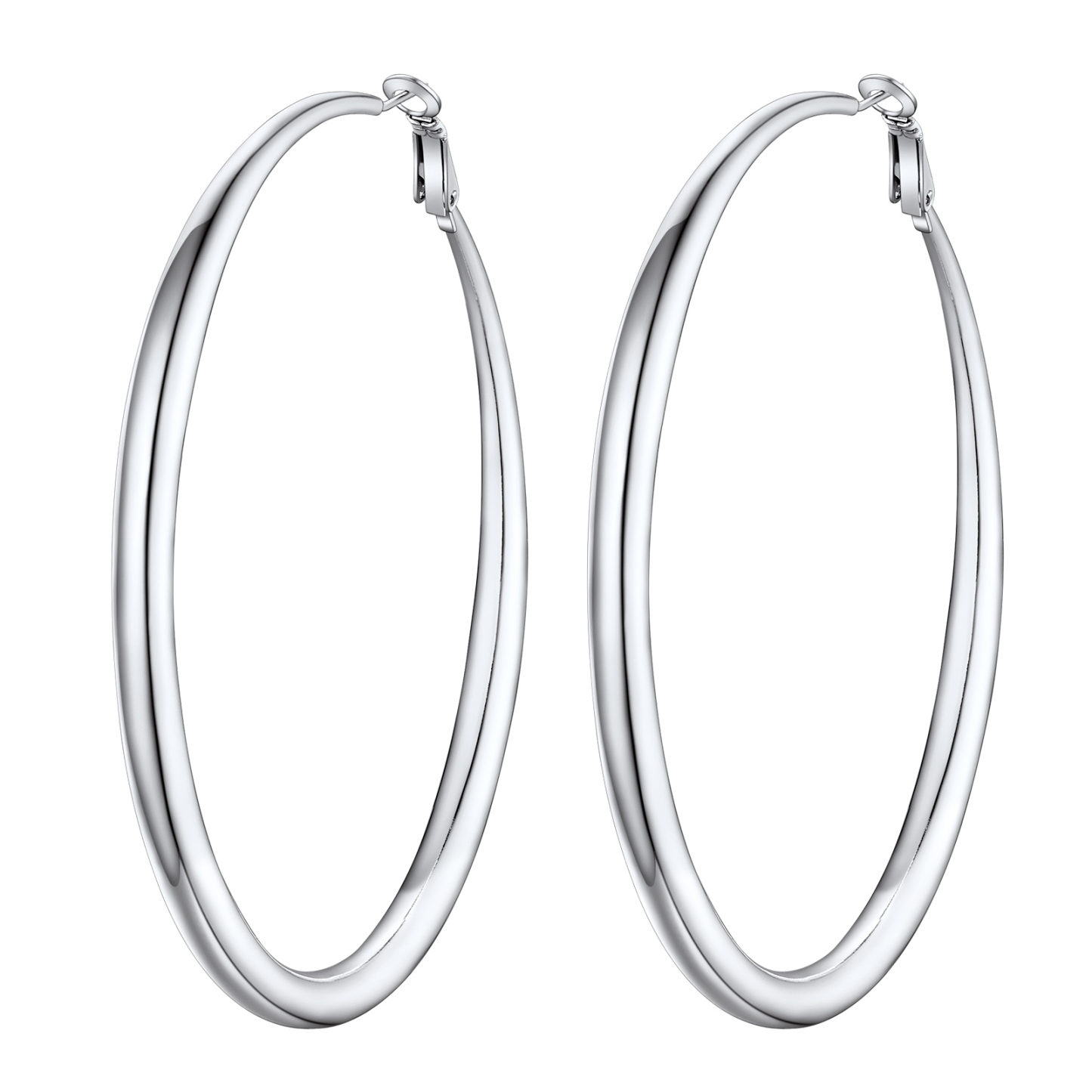 Stainless Steel Hoop Earrings Hypoallergenic Fashion Jewelry For Women 80mm silver