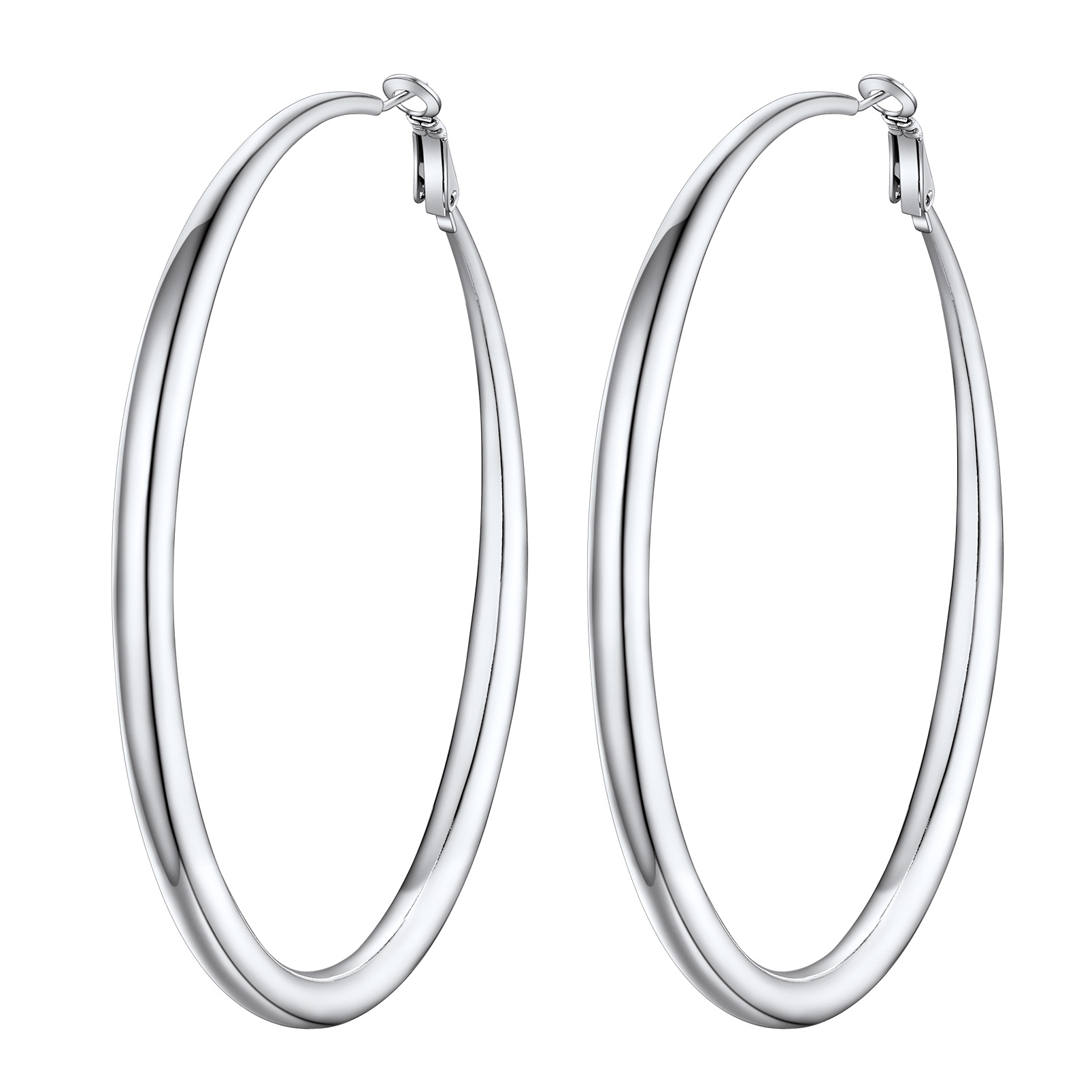 Stainless Steel Hoop Earrings Hypoallergenic Fashion Jewelry For Women 80mm silver
