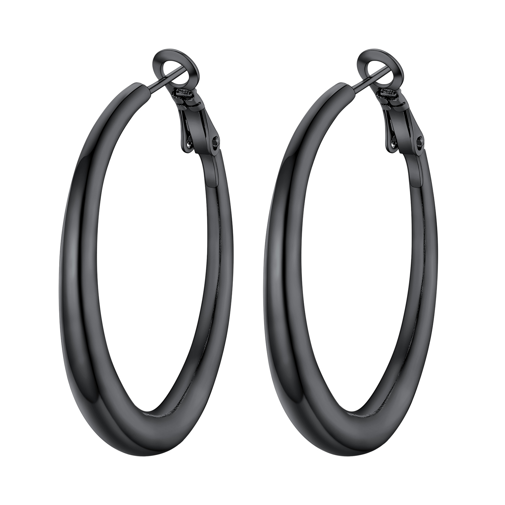 Stainless Steel Hoop Earrings Hypoallergenic Fashion Jewelry For Women 40mm black