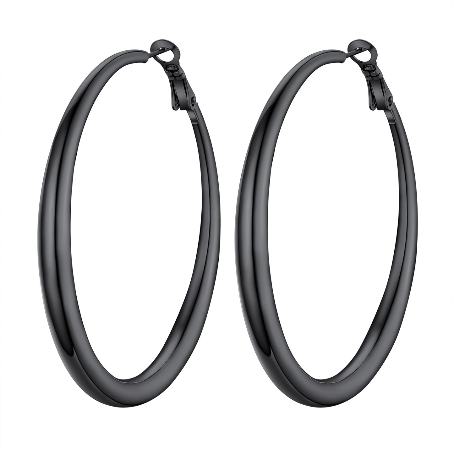 Stainless Steel Hoop Earrings Hypoallergenic Fashion Jewelry For Women 60mm black
