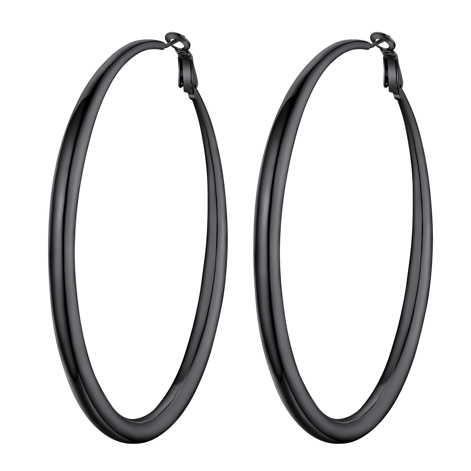 Stainless Steel Hoop Earrings Hypoallergenic Fashion Jewelry For Women 80mm black