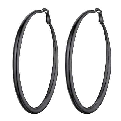 Stainless Steel Hoop Earrings Hypoallergenic Fashion Jewelry For Women 80mm black