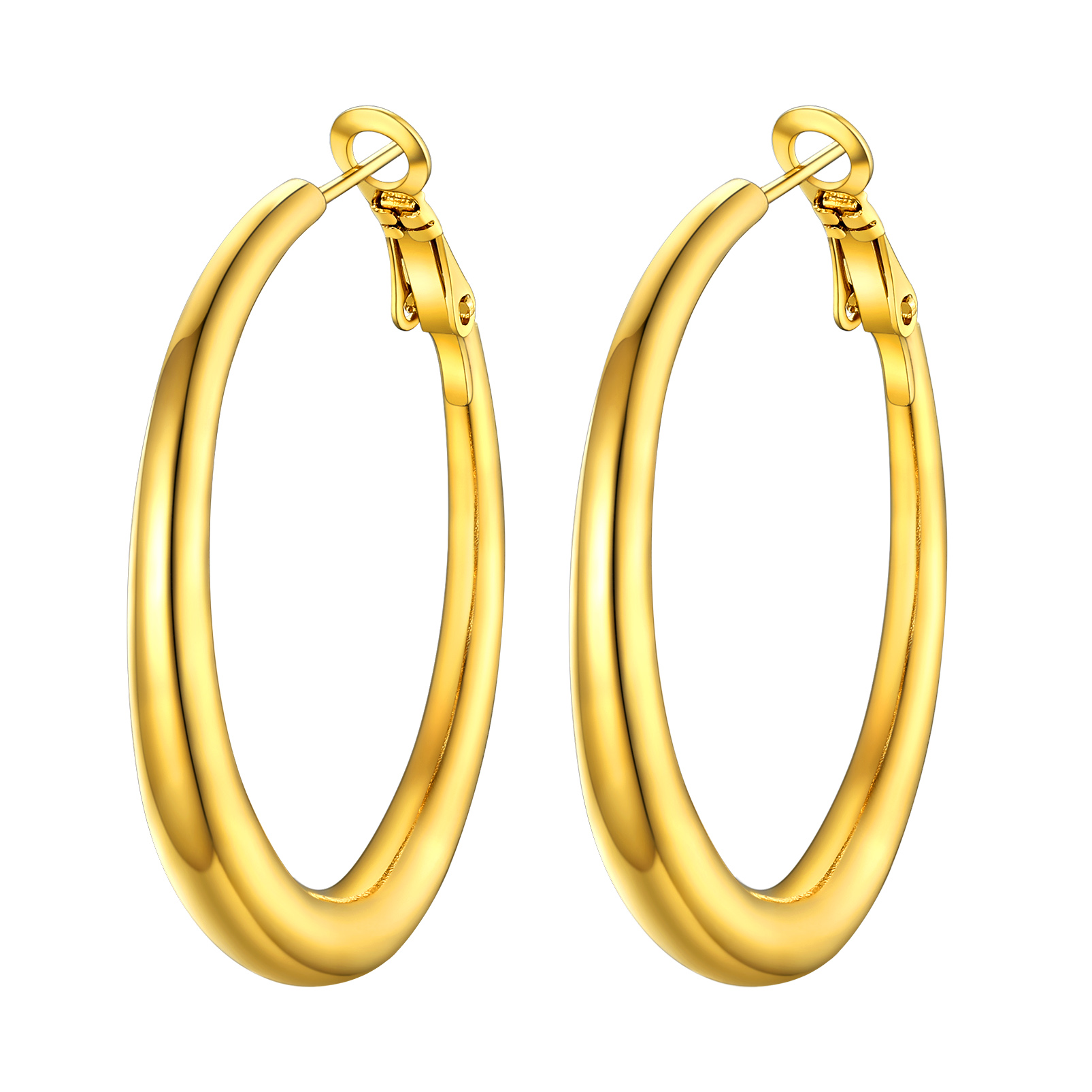 Stainless Steel Hoop Earrings Hypoallergenic Fashion Jewelry For Women 40mm gold