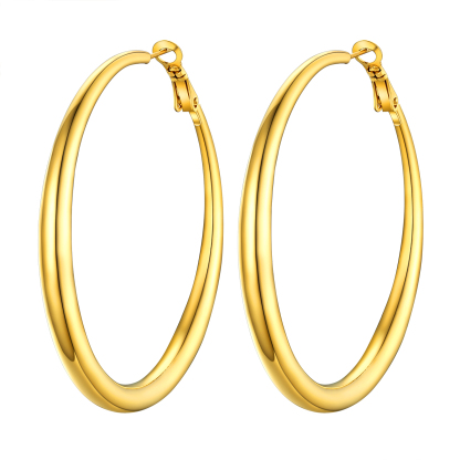 Stainless Steel Hoop Earrings Hypoallergenic Fashion Jewelry For Women 60mm gold