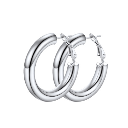 Stainless Steel Round Hoop Earrings For Women