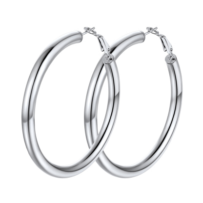 Stainless Steel Round Hoop Earrings For Women