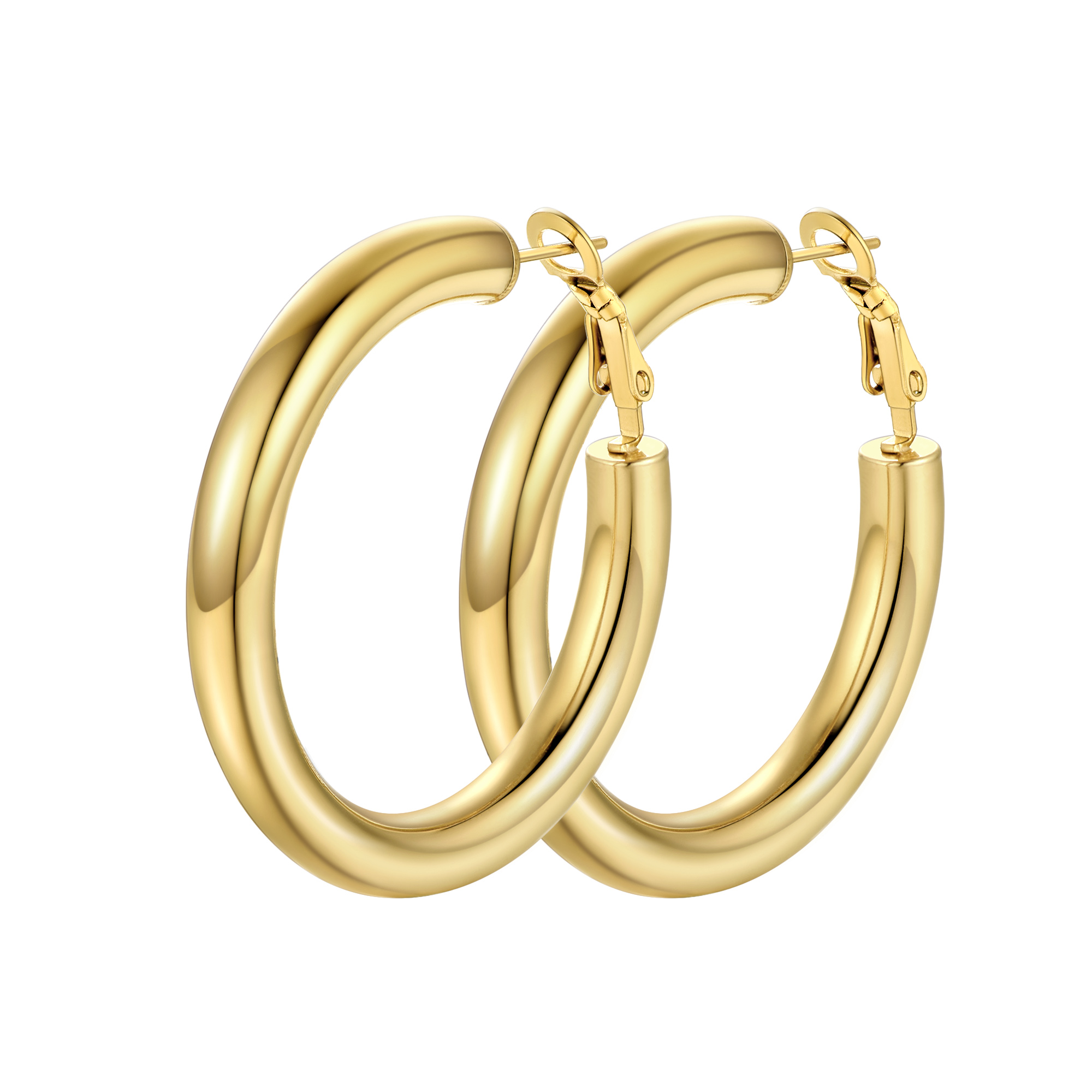 Stainless Steel Round Hoop Earrings For Women