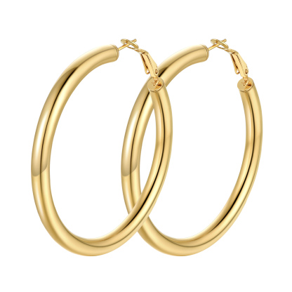 Stainless Steel Round Hoop Earrings For Women
