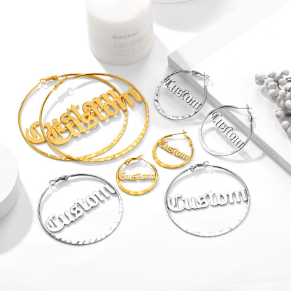  Custom Double Name Circle Hoop Earrings for Women COLOR