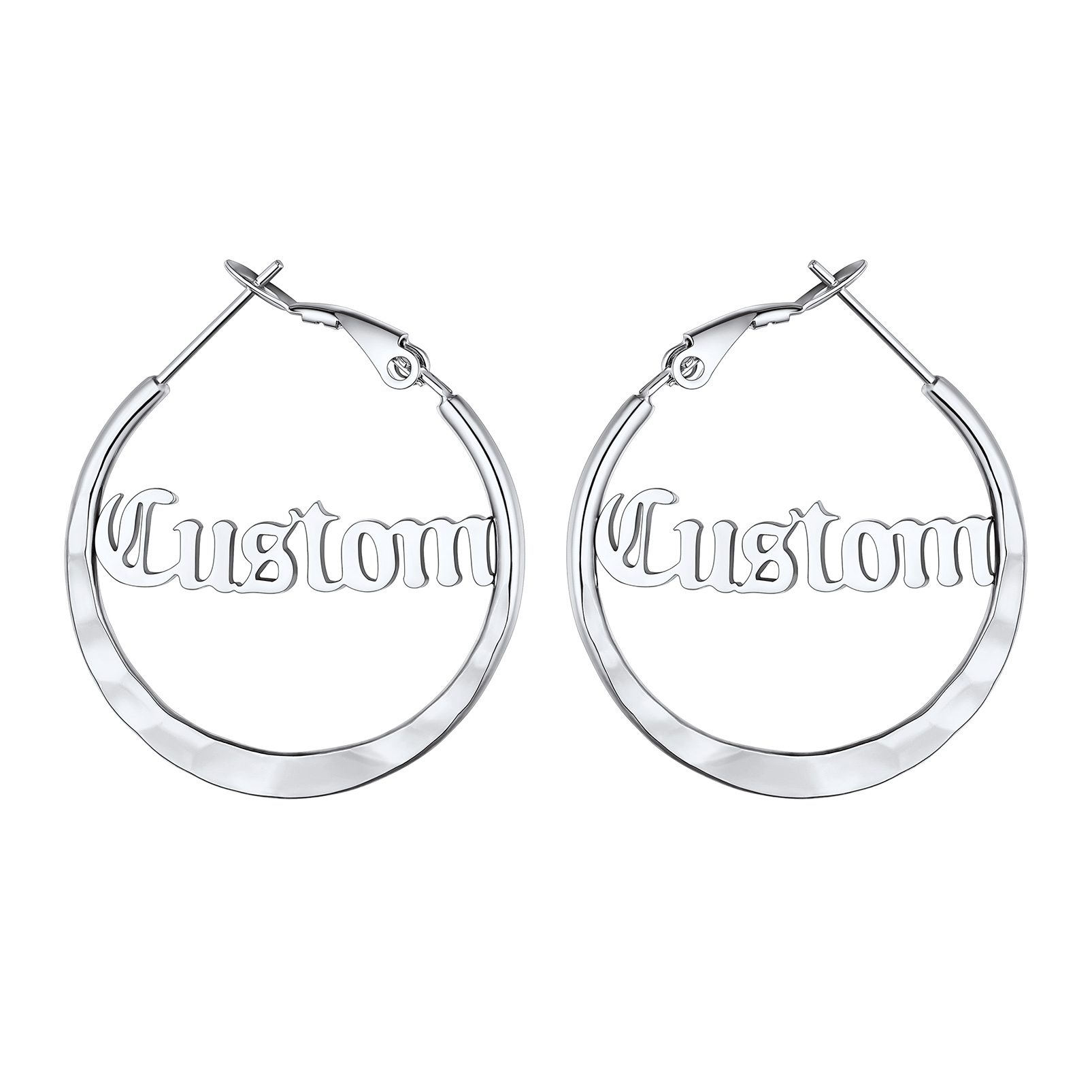  Custom Double Name Circle Hoop Earrings for Women