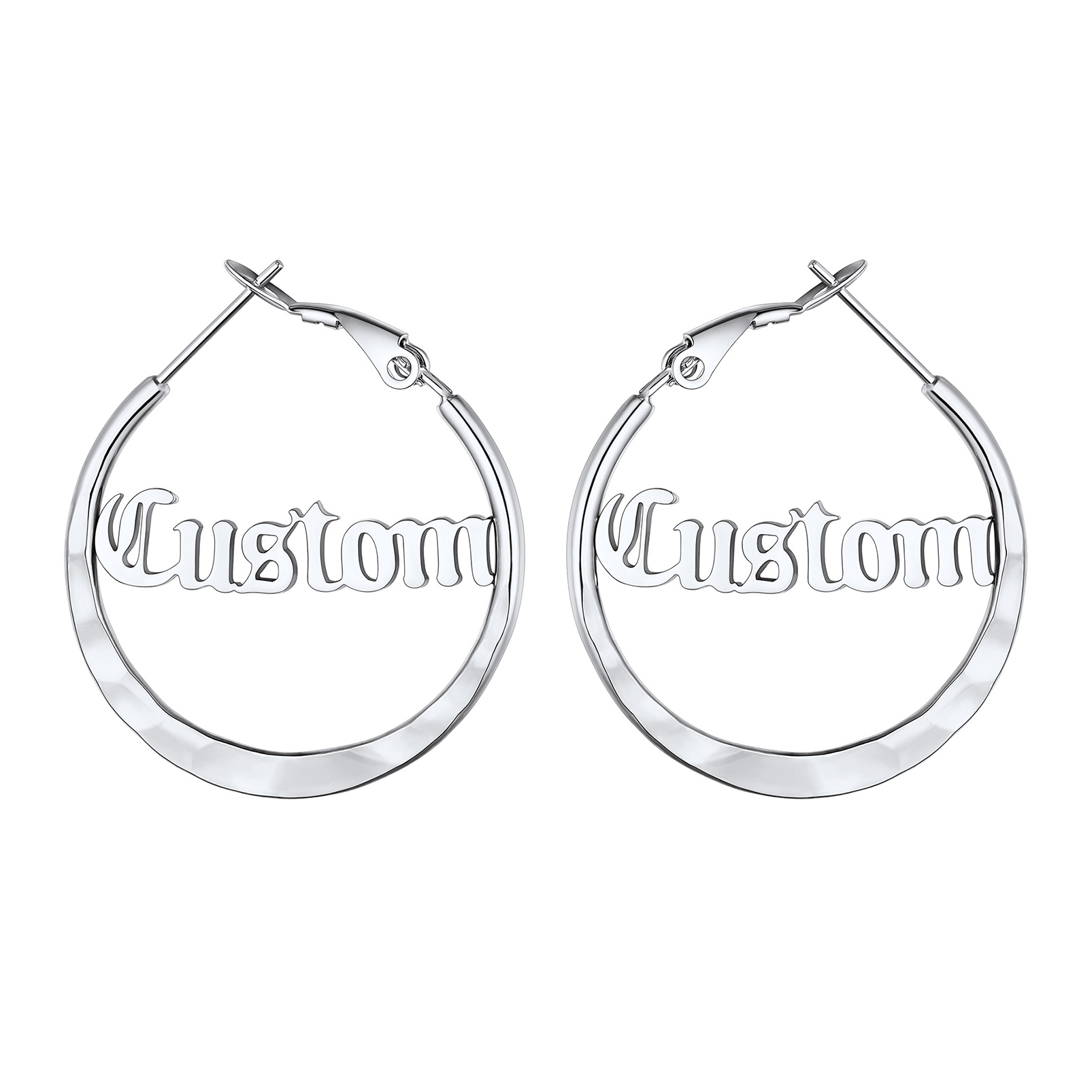  Custom Double Name Circle Hoop Earrings for Women