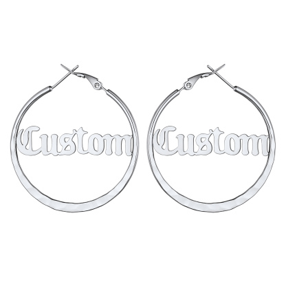  Custom Double Name Circle Hoop Earrings for Women SILVER