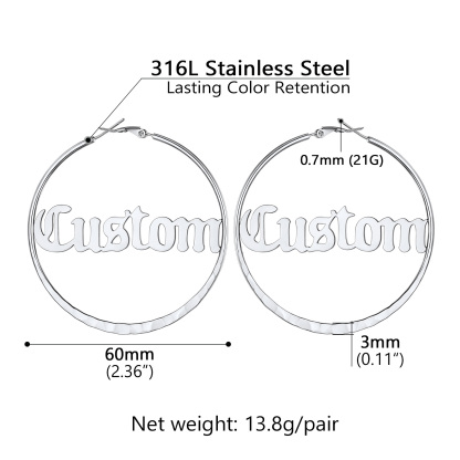  Custom Double Name Circle Hoop Earrings for Women 60MM