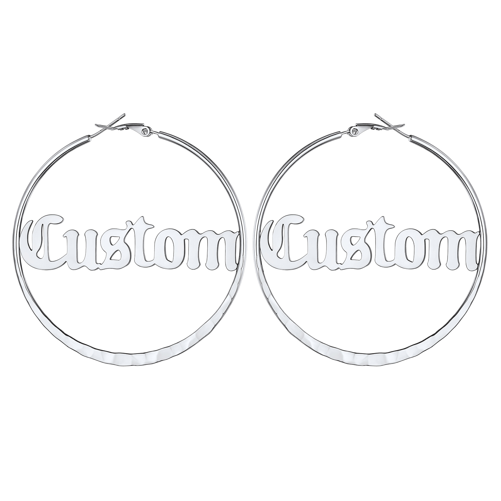  Custom Double Name Circle Hoop Earrings for Women SILVER