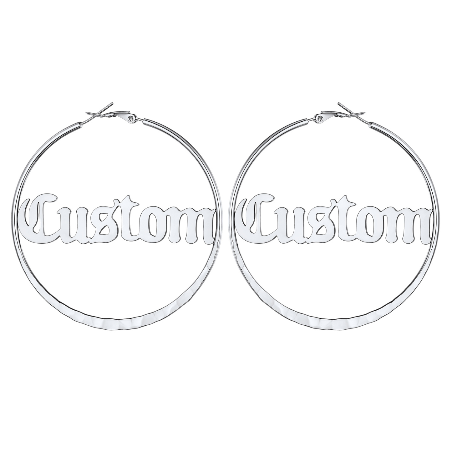  Custom Double Name Circle Hoop Earrings for Women SILVER