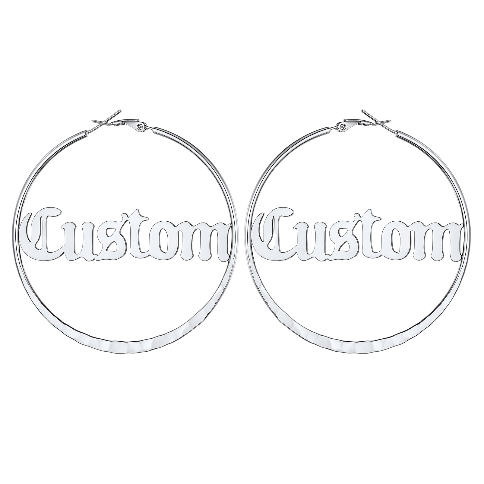  Custom Double Name Circle Hoop Earrings for Women SILVER