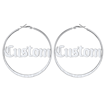  Custom Double Name Circle Hoop Earrings for Women SILVER