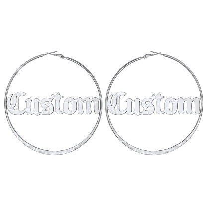  Custom Double Name Circle Hoop Earrings for Women SILVER
