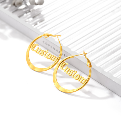  Custom Double Name Circle Hoop Earrings for Women GOLD