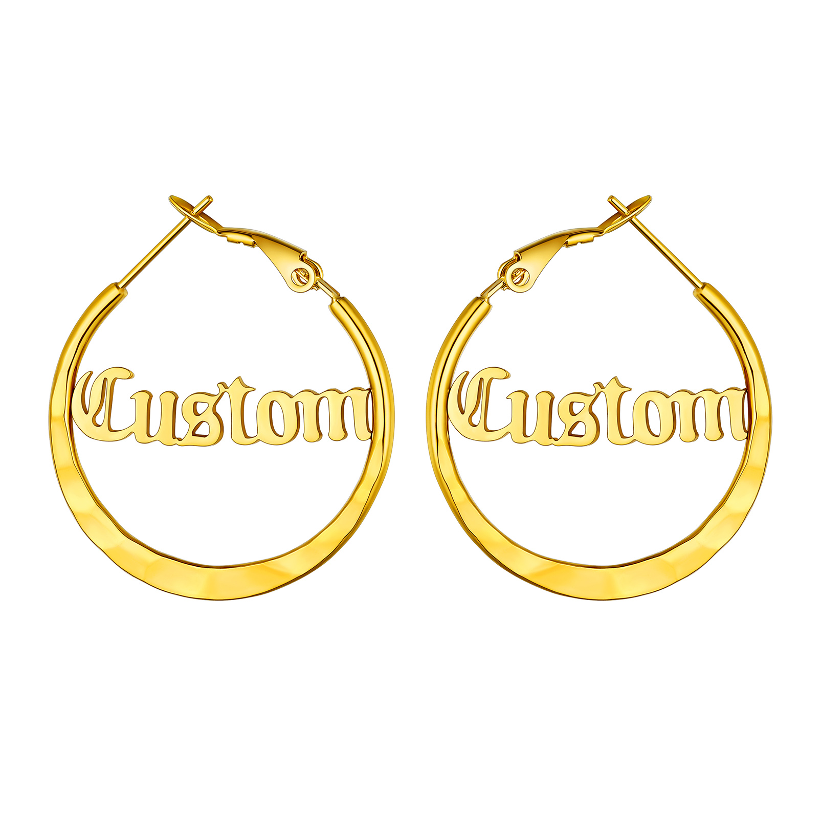  Custom Double Name Circle Hoop Earrings for Women GOLD