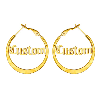  Custom Double Name Circle Hoop Earrings for Women GOLD