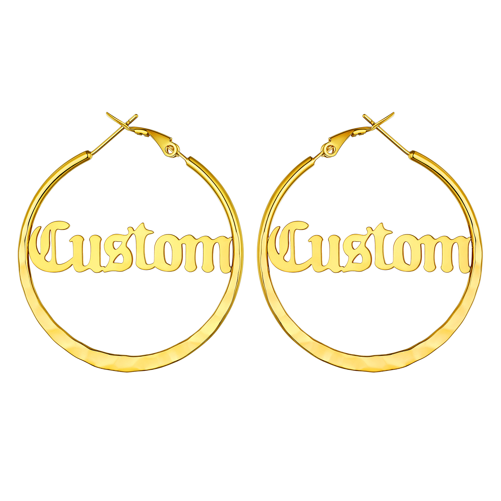 Custom Double Name Circle Hoop Earrings for Women GOLD