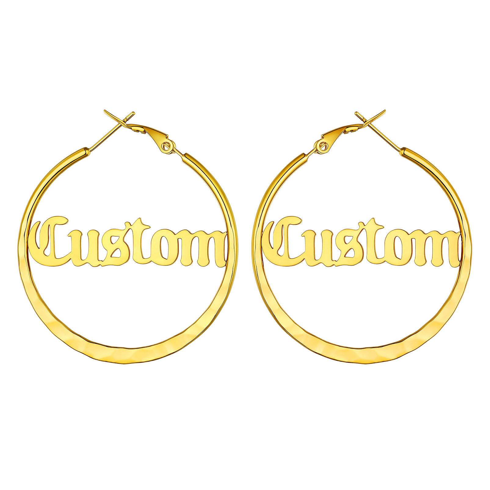Custom Double Name Circle Hoop Earrings for Women GOLD