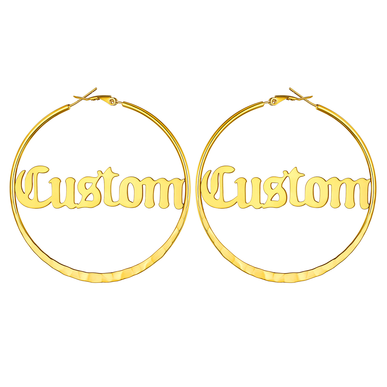  Custom Double Name Circle Hoop Earrings for Women GOLD