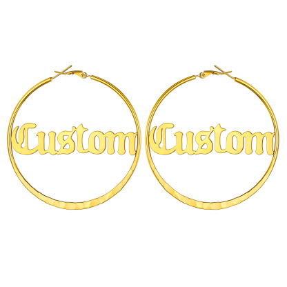  Custom Double Name Circle Hoop Earrings for Women GOLD