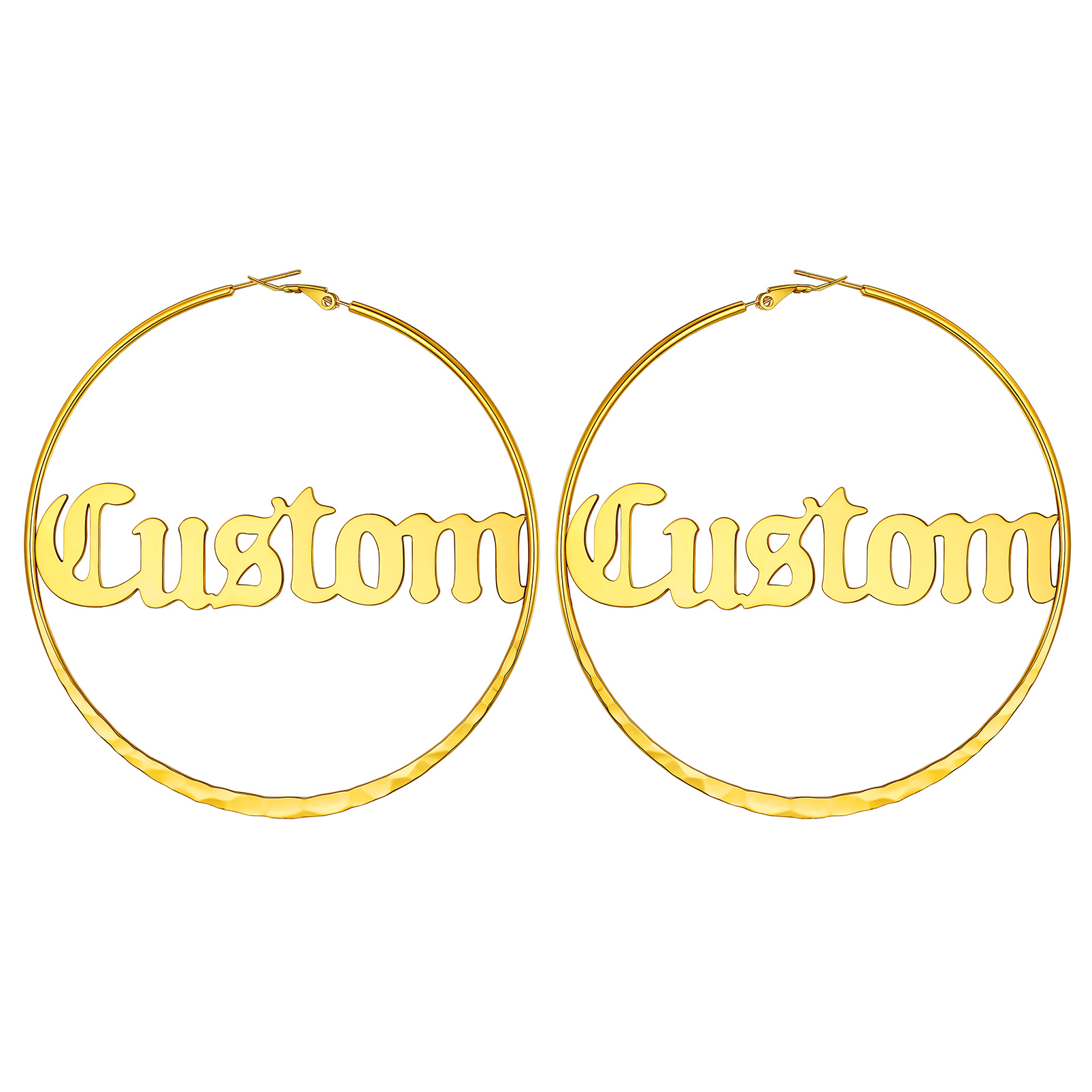  Custom Double Name Circle Hoop Earrings for Women GOLD