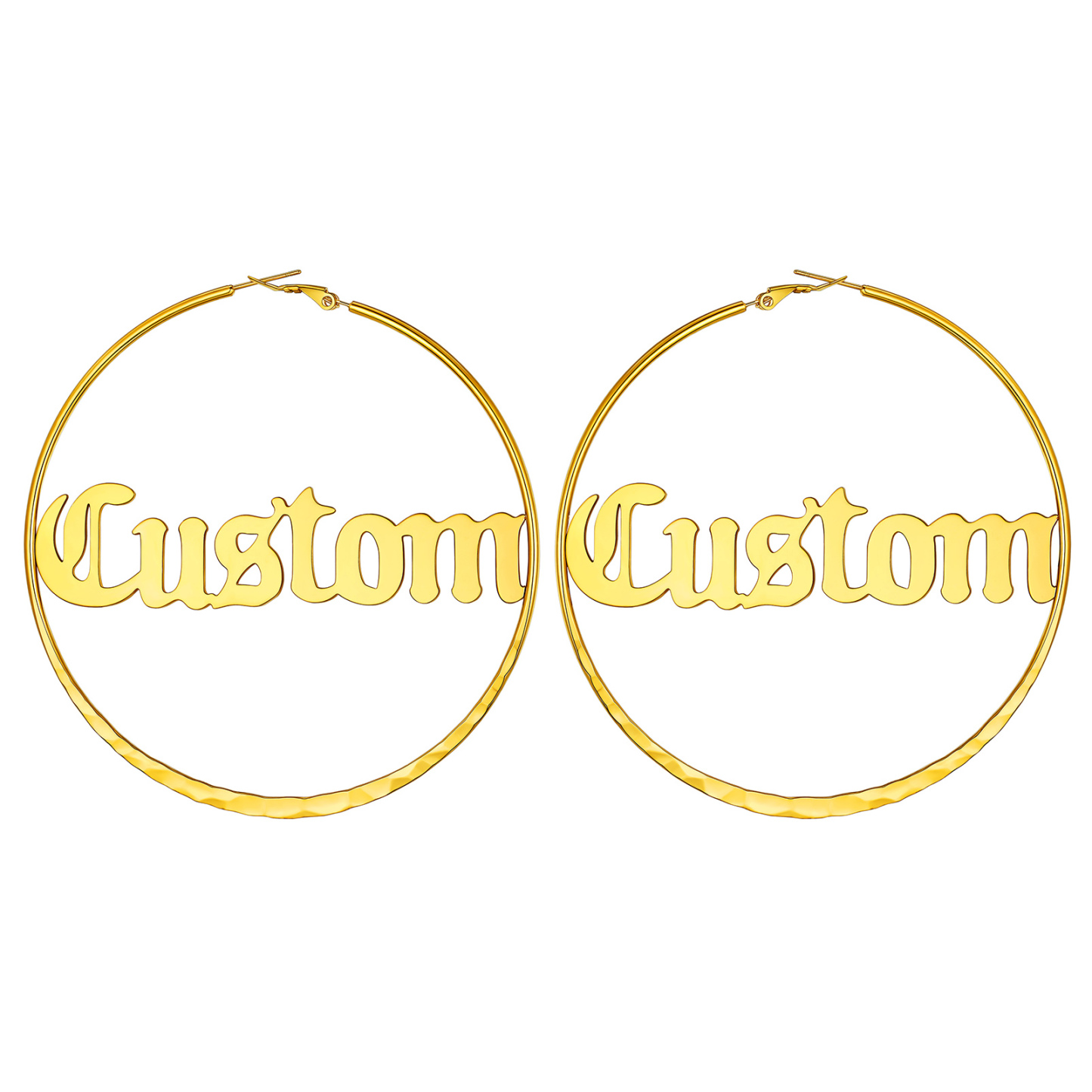  Custom Double Name Circle Hoop Earrings for Women GOLD