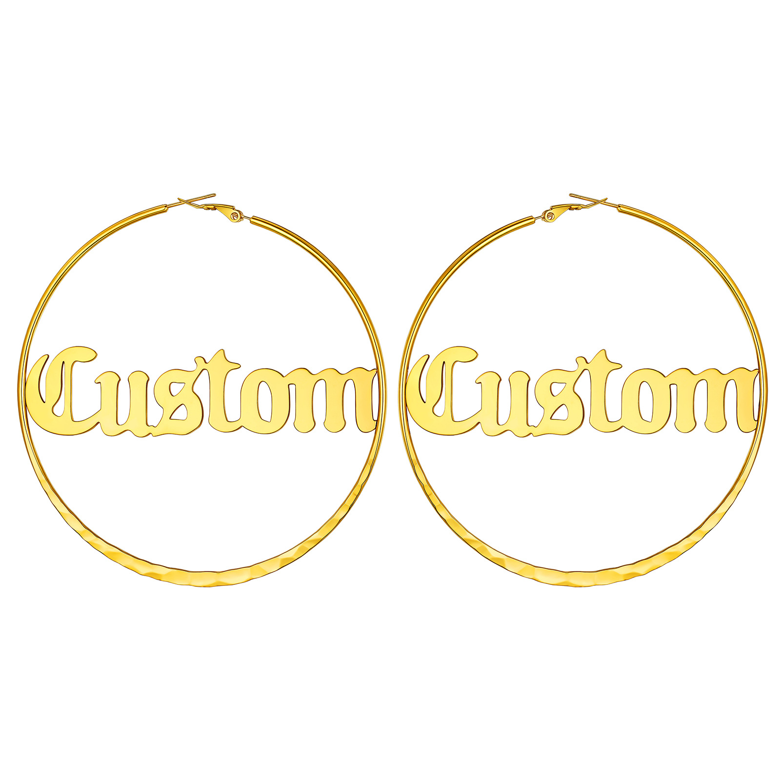  Custom Double Name Circle Hoop Earrings for Women GOLD