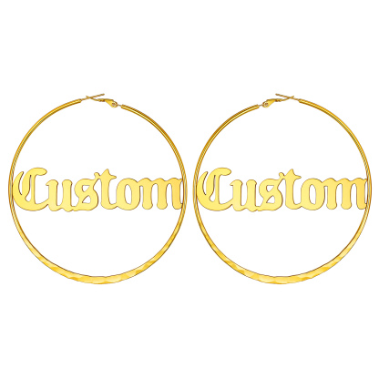 Custom Double Name Circle Hoop Earrings for Women GOLD