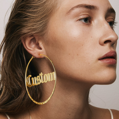  Custom Double Name Circle Hoop Earrings for Women MODEL