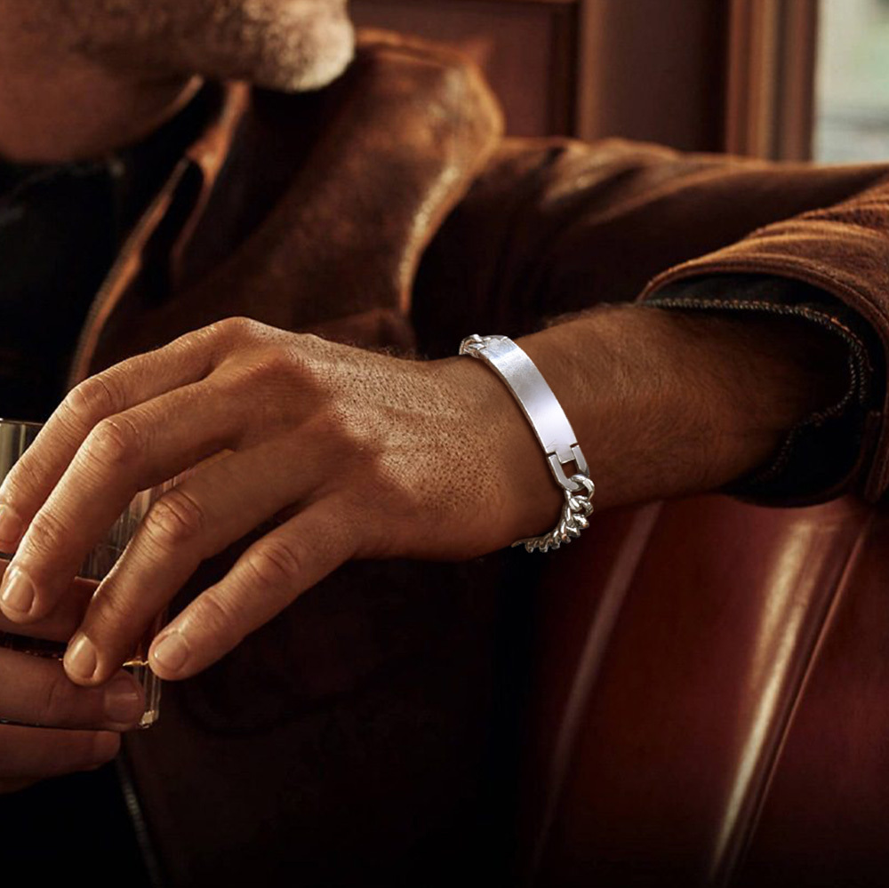 Personalized Stainless Steel Bracelet Cuban Link for Men and Women Model Siver