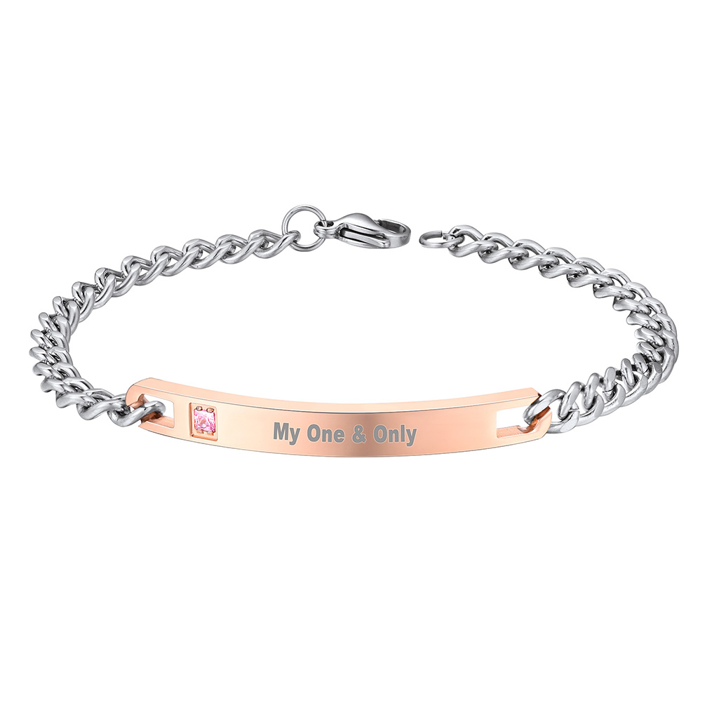 Personalized Engraved Bracelet Name Bracelets for Couple rose gold